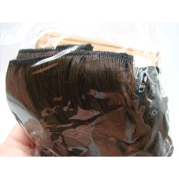 NEW Reecho Chocolate Brown 2pc Clip In Hair Extensions Long Straight Wavy Thick - Picture 2 of 13